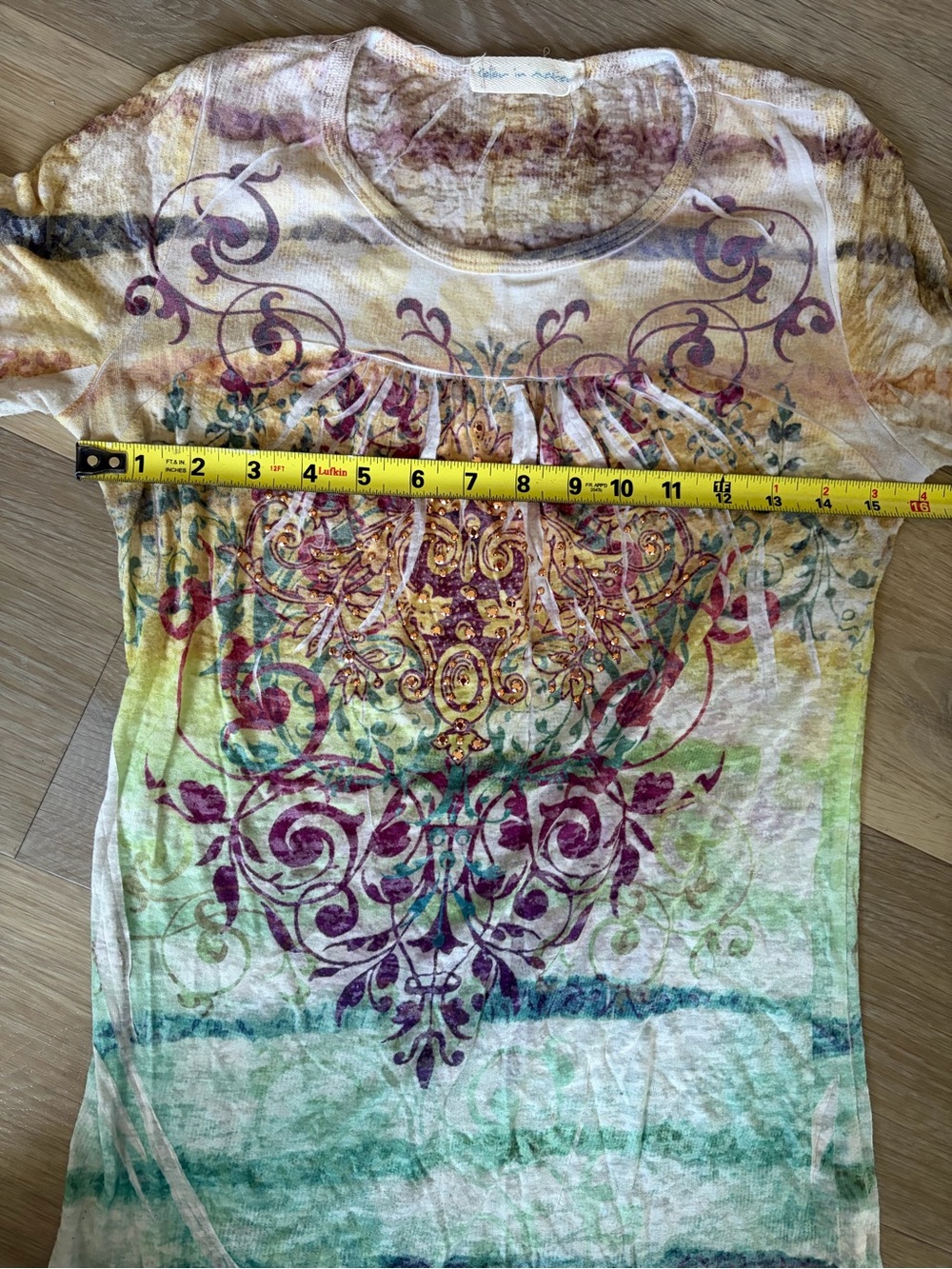 Color in Motion Y2K Rhinestone Graphic Tunic Top Medium - Picture 4 of 7